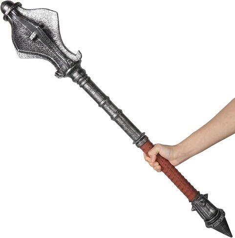33.4 Inch Medieval Knight Foam Meteor Hammer Halloween Cosplay Costume Prop Mace Weapons Silver in Saudi Arabia