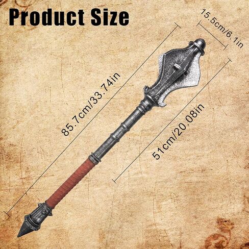 33.4 Inch Medieval Knight Foam Meteor Hammer Halloween Cosplay Costume Prop Mace Weapons Silver in Saudi Arabia