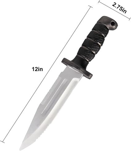 12" Foam Fake Knife Dagger Sword Prop Weapons,Realistic PU Soft Plastic Martial Arts Short Dagger Prop Accessory,LARP Cosplay Party Halloween Costume Christmas Birthday Gift Silver in Saudi Arabia