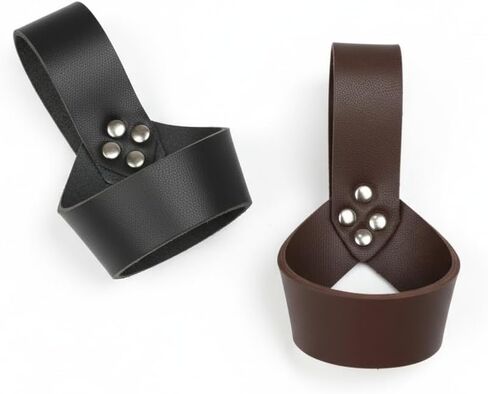 2 Pack PU Leather Sword Belt Holder Set, Adjustable Medieval & Renaissance Sword Frog for Waist Belt, Faux Leather Scabbard Belt Holder for Cosplay & Costume Brown, Black in Saudi Arabia