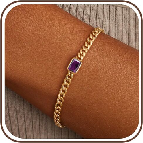 Birthstone Gold Bracelets for Women Non Tarnish Trendy 14k Gold Plated Bracelet Dainty Charm Emerald Bracelets Stack Cuban Link Friendship Bracelets Jewelry Gifts for Birthday/Valentine's Day in Saudi Arabia