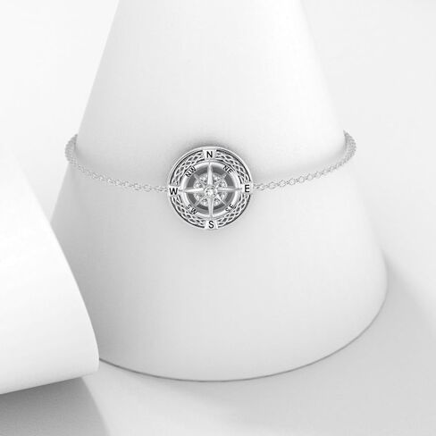 Diamond Compass Bracelet for Women 925 Sterling Silver Lab Grown Diamonds Jewelry Gifts for Mom Wife Girlfriend Daughter Sister Friend in Kuwait