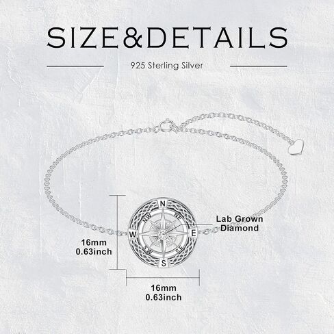 Diamond Compass Bracelet for Women 925 Sterling Silver Lab Grown Diamonds Jewelry Gifts for Mom Wife Girlfriend Daughter Sister Friend in Kuwait