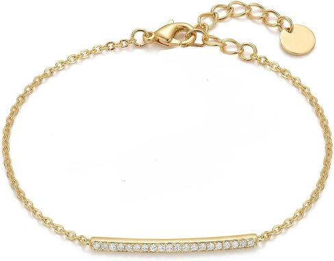 14K Gold Diamond Bar Bracelets for Women Gold 0.15cttw Diamond Bracelet for Womens Adjustable Chain Bracelet Birthday Gifts for Mom Girlfriend Her in Saudi Arabia