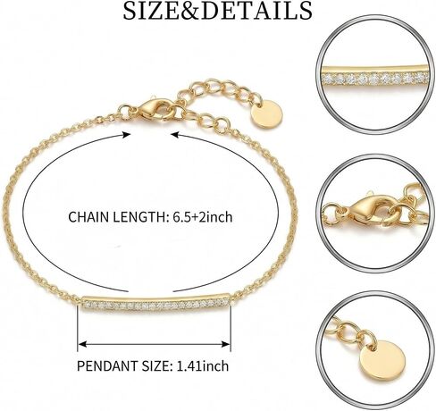 14K Gold Diamond Bar Bracelets for Women Gold 0.15cttw Diamond Bracelet for Womens Adjustable Chain Bracelet Birthday Gifts for Mom Girlfriend Her in Saudi Arabia