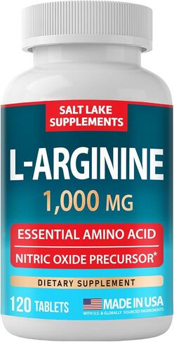 L-Arginine 1,000 mg - Essential Amino Acid & Nitric Oxide Precursor* - 120 Tablets, Non-GMO, Gluten Free, Made in USA in Saudi Arabia