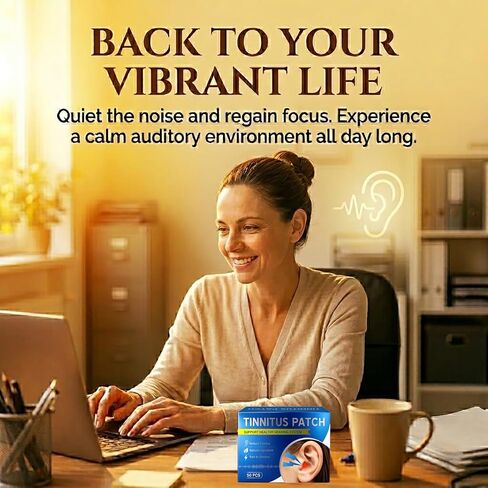 Tinnitus Relief for Ringing Ears, 50 Pcs Tinnitus Relief Patches, Gentle Ear Care Patches to Reduce Buzzing and Clicking, Natural Herbal, Comfortable Hearing Support for Women and Men in Saudi Arabia