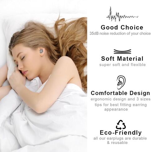Ear Plugs for Sleeping, 1 Pair Ear Plugs for Sleeping Noise Cancelling Concert EarPlugs Silicone Noise Reduction Earplugs for Swimming, Working, Concert & 35dB in Saudi Arabia