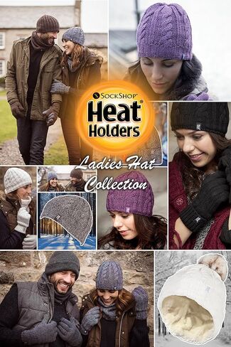 HEAT HOLDERS - Women's Thermal Fleece Cable Knit Winter Hat 3.4 Tog - One Size (Black) in Saudi Arabia