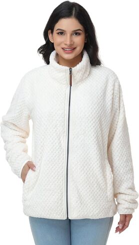 ANOTHER CHOICE Women's Ultra Soft Sherpa Fleece Jacket, Full Zip Coat, Lightweight Warm for Casual, Hiking & Travel in Saudi Arabia