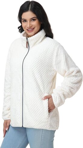 ANOTHER CHOICE Women's Ultra Soft Sherpa Fleece Jacket, Full Zip Coat, Lightweight Warm for Casual, Hiking & Travel in Saudi Arabia