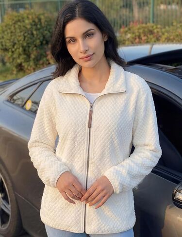 ANOTHER CHOICE Women's Ultra Soft Sherpa Fleece Jacket, Full Zip Coat, Lightweight Warm for Casual, Hiking & Travel in Saudi Arabia