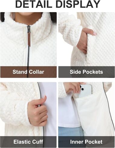 ANOTHER CHOICE Women's Ultra Soft Sherpa Fleece Jacket, Full Zip Coat, Lightweight Warm for Casual, Hiking & Travel in Saudi Arabia