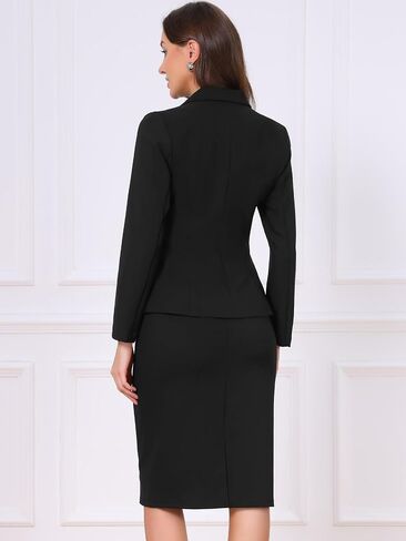 Allegra K 2 Piece Skirt Suit Set for Women's Fitted Blazer & Pencil Skirt Business Casual Outfits in Kuwait