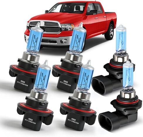 OQSNCV Fit for Dodge RAM 1500 2500 3500 (2006 2007 2008) Halogen Headlight Bulbs, 9008 High/Low Beam + 9006 Fog light Headlamp Replacement Bulbs Kit, Pack of 4 in Saudi Arabia