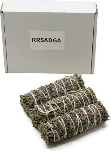 Lavender Smudge Sticks (3 Pack), 4-Inch Handmade Dried Lavender Bundles for Home Aromatic Refresh & Spiritual Cleansing in Saudi Arabia