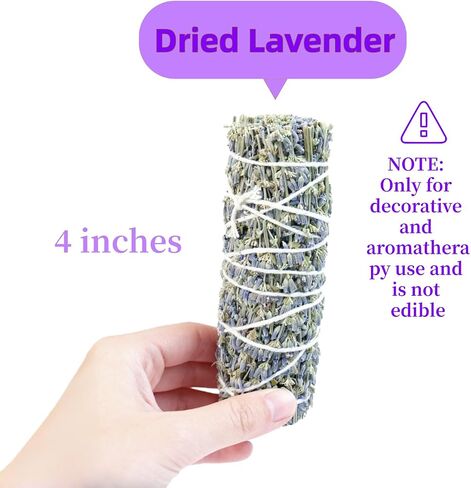 Lavender Smudge Sticks (3 Pack), 4-Inch Handmade Dried Lavender Bundles for Home Aromatic Refresh & Spiritual Cleansing in Saudi Arabia