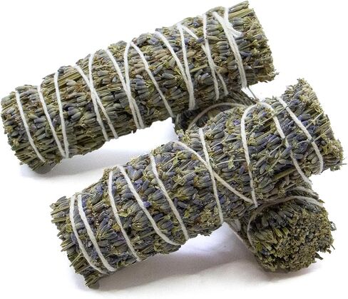 Lavender Smudge Sticks (3 Pack), 4-Inch Handmade Dried Lavender Bundles for Home Aromatic Refresh & Spiritual Cleansing in Saudi Arabia