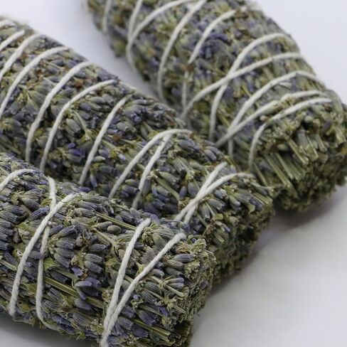Lavender Smudge Sticks (3 Pack), 4-Inch Handmade Dried Lavender Bundles for Home Aromatic Refresh & Spiritual Cleansing in Saudi Arabia