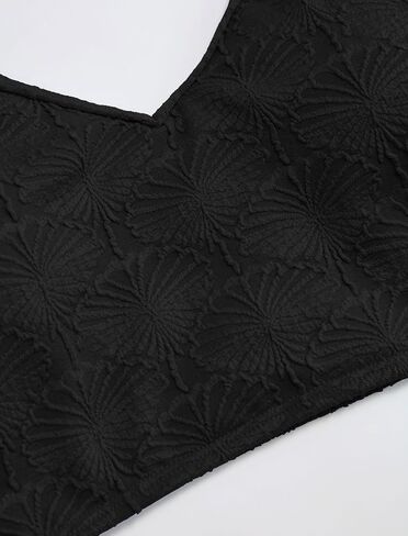 ZAFUL Women's High Waisted Bikini Sets Seashell Textured Two Piece Swimsuit V Neck Adjustable Straps Swim Bathing Suits in Kuwait