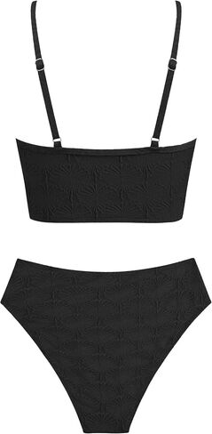 ZAFUL Women's High Waisted Bikini Sets Seashell Textured Two Piece Swimsuit V Neck Adjustable Straps Swim Bathing Suits in Kuwait