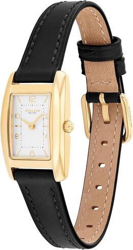 COACH Reese Women’s Quartz Watch - Petitie, Tank-Shaped Case and Leather Strap - Classic Timepiece for Everyday Wear - Gift for Her 20mm in Kuwait