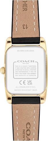 COACH Reese Women’s Quartz Watch - Petitie, Tank-Shaped Case and Leather Strap - Classic Timepiece for Everyday Wear - Gift for Her 20mm in Kuwait