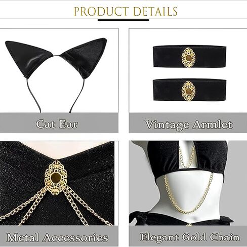 Sexy Cleopatra Costume Lingerie for Women – Egyptian Queen Cat Outfit with Gold Chain, Halter Bra & High Cut Panty, Belly Dancer Role Play Set for Halloween, Mardi Gras & Valentine’s Day in Saudi Arabia
