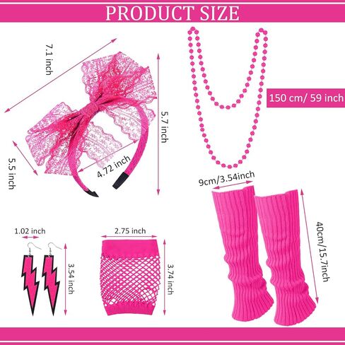 Didaey Disco 80s Costume Print Off Shoulder Tops Tank Top Headband Earring Necklace Legwarmers Fishnet Gloves in Kuwait