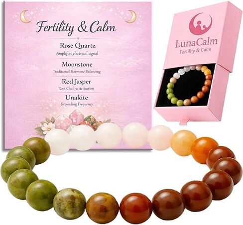 RealThing LunaCalm Fertility Bracelet – Natural Crystal Jewelry for Pregnancy Support & Women’s Wellness | Thoughtful Mother’s Day Gift for Mom, Expecting Mom & First-Time Moms | Handmade Nurturing Companion in Saudi Arabia