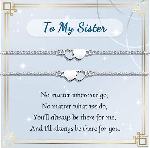 YELUWA 2/3/4 Pcs Sister Gifts, Gifts for Women Matching Heart Stainless Steel Bracelets Friendship Bracelets Big Sister Gift Birthday Thanksgiving Christmas Valentines Day Women Gift Ideas in Saudi Arabia