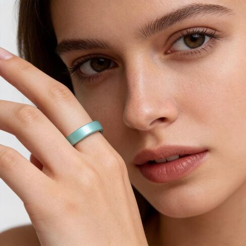 4 Packs Silicone Wedding Rings for Women, 3.5mm Thin Rubber Wedding Bands Stackable Ring, Inner Breathable Olive Leaves Design in Saudi Arabia