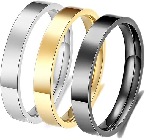 1mm 3mm Stackable Pinky Ring For Women Stainless Steel Solitaire Design Gold/Silver/Rose Gold/Black Non Tarnish Wedding Band Comfortable Fit Size 3-12 in Saudi Arabia