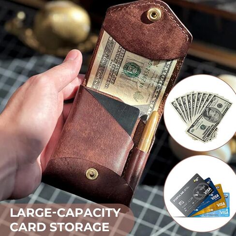 Solid Color Multifunctional Compact Wallet, PU Leather ID Card Clip Case with Built-in Pen Slot, Portable Wallet for Father's Day, Graduation Gift and Daily Use. Complimentary fountain pen in Saudi Arabia