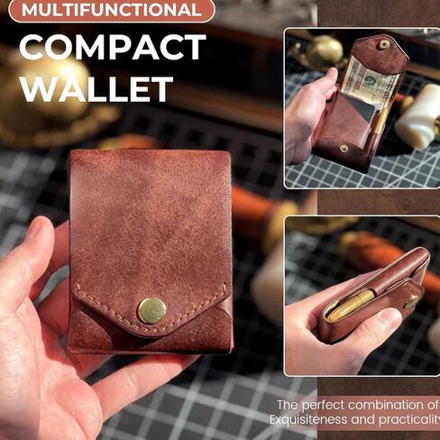 Solid Color Multifunctional Compact Wallet, PU Leather ID Card Clip Case with Built-in Pen Slot, Portable Wallet for Father's Day, Graduation Gift and Daily Use. Complimentary fountain pen in Saudi Arabia