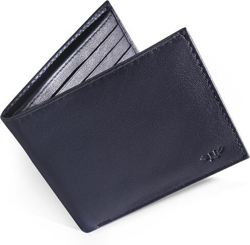 Leather Wallet for Men, Gifts for Men, Handcrafted Minimalist Mens Slim Bifold Wallet, Anti-Theft RFID Blocking Wallet for Men's, Bi-fold -Black in Saudi Arabia