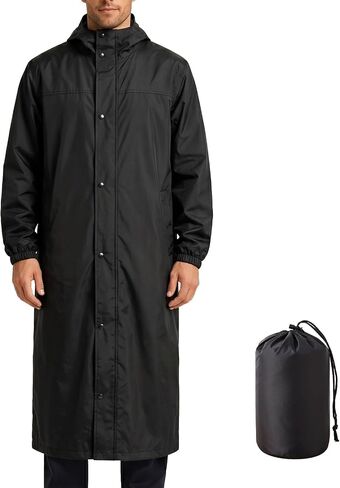 QJWBZ Men's Rain Jacket Long Raincoat: Waterproof Lightweight Hood Rain Poncho Stowable for Cycling Hiking Camping Outdoors in Saudi Arabia