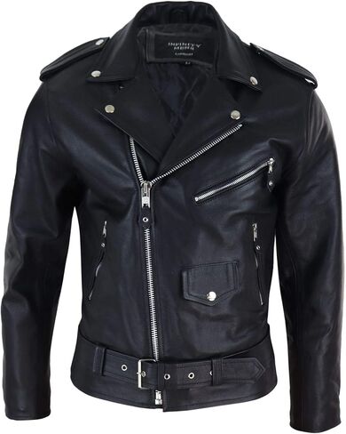 Mens Live To Ride Cow Hide Real Leather Jacket Original Cross Zip Brando Biker Motorcycle in Saudi Arabia