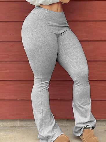 High-Waist Flared Leggings Stretchy Bodycon Pants for Women’s Casual Gym Daily Wear in Kuwait