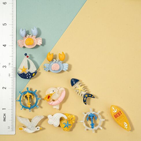 Ocean Beach Shoe Charms, Nautical Sea Life Charms for Shoes, Sandals, Wristbands & Bags, Coastal Accessories with Crab, Seagull, Anchor, Sailboat, Starfish (16 PCS) in Kuwait