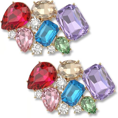 2PCS Multicolor Rhinestone Shoe Clips for Women, Decorative Crystal Shoe Accessories for Heels and Pumps, Zinc Alloy Clip On Shoes Jewelry for Wedding Party Prom in Kuwait