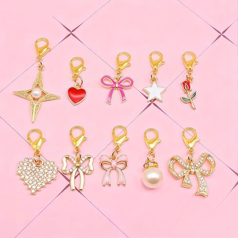 12-Piece Set of Sports Shoelace Charms with 2 Pearl Bows, 18K Gold-Plated Ladies' Lace-Up, and Lobster Clasp - Handcrafted Jewelry Accessories for Shoes in Saudi Arabia