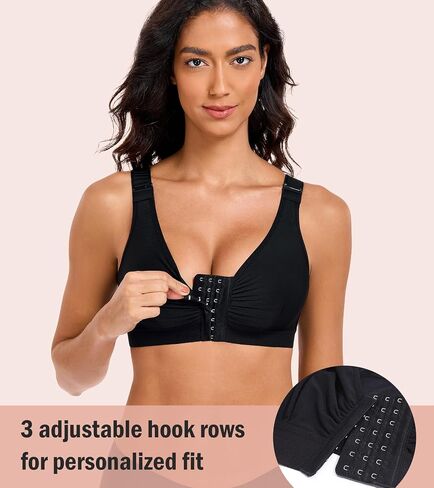 Lemorosy Front Closure Posture Comfortable Bra Full Coverage Wireless Back Smoothing Everyday Bras for Women in Kuwait