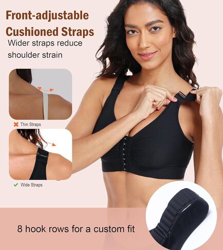 Lemorosy Front Closure Posture Comfortable Bra Full Coverage Wireless Back Smoothing Everyday Bras for Women in Kuwait