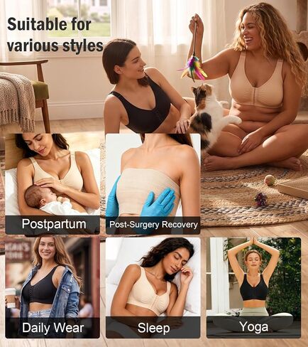 Lemorosy Front Closure Posture Comfortable Bra Full Coverage Wireless Back Smoothing Everyday Bras for Women in Kuwait