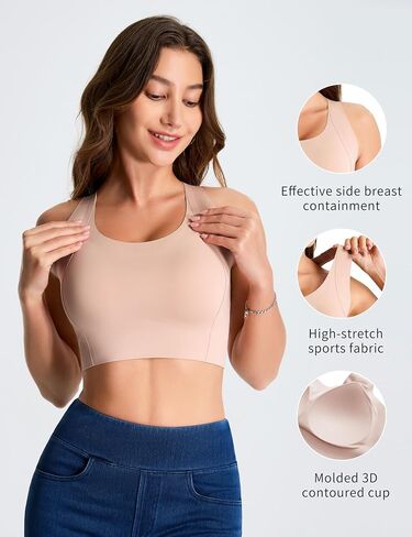 THE GYM PEOPLE Wireless Bra for Women No Underwire Comfortable Seamless Bralette Padded Low Impact Sports Bra in Kuwait