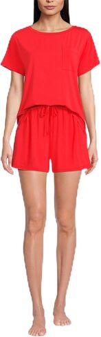 Lands 'End Women’s Cooling 2 قطعة Pajama Set - تي شيرت الأكمام القصيرة والسراويل القصيرة in Kuwait