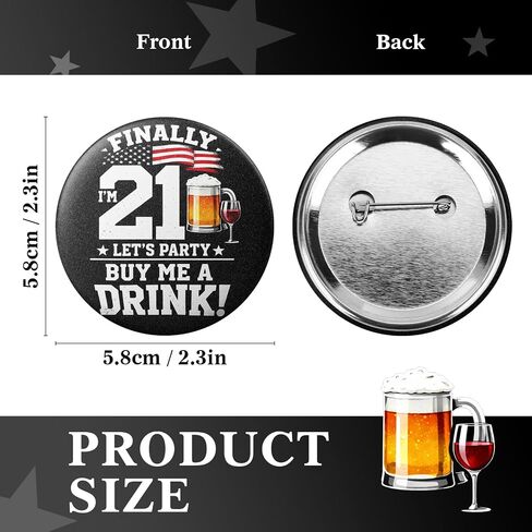 21st Birthday Decorations Button – Finally I'm 21 Let's Party Birthday Badge, Funny Turning 21 Party Button Pin, Legal Drinking Age Celebration Accessory for Bar Crawl, Pub Party & Birthday Party Favor in Saudi Arabia
