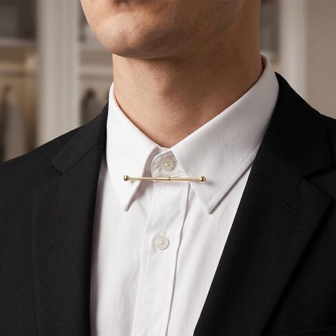 4 Pcs Collar Bar,Carbon Steel Collar Bars for Men Dress Shirts, Collars Pin for Anniversary Wedding Party Meeting,Ties Accessories for Mens- Gold & Silver,2 Styles in Kuwait