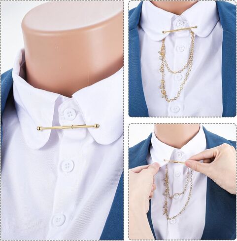 4 Pcs Collar Bar,Carbon Steel Collar Bars for Men Dress Shirts, Collars Pin for Anniversary Wedding Party Meeting,Ties Accessories for Mens- Gold & Silver,2 Styles in Kuwait